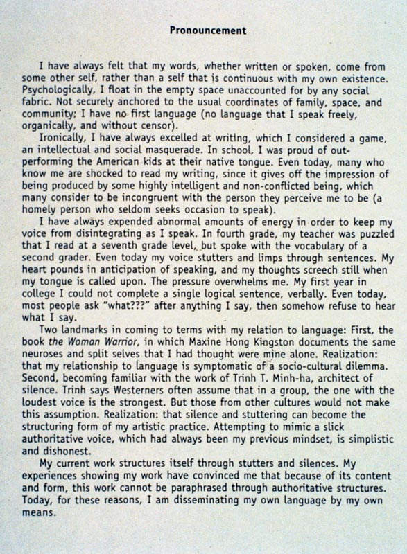 Misgiven Texts: Pronouncement