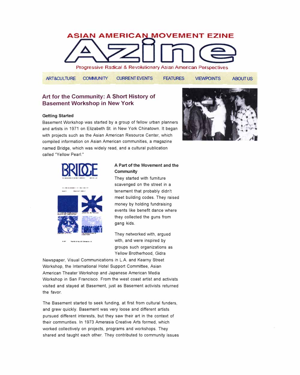 Art for the Community: A Short History of Basement Workshop in New York, article, pg 1