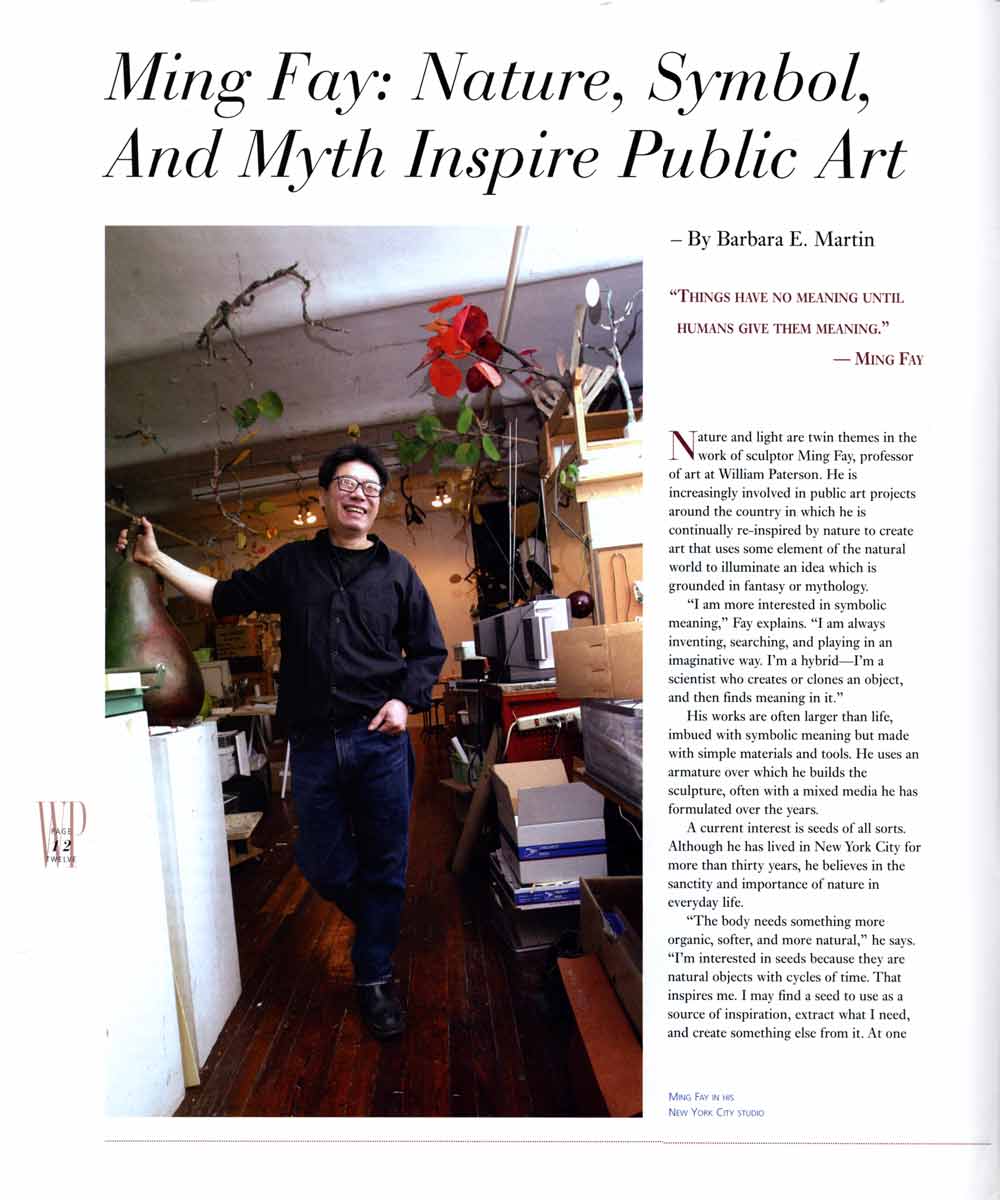 Ming Fay: Nature, Symbol, and Myth Inspire Public Art, article, pg 1
