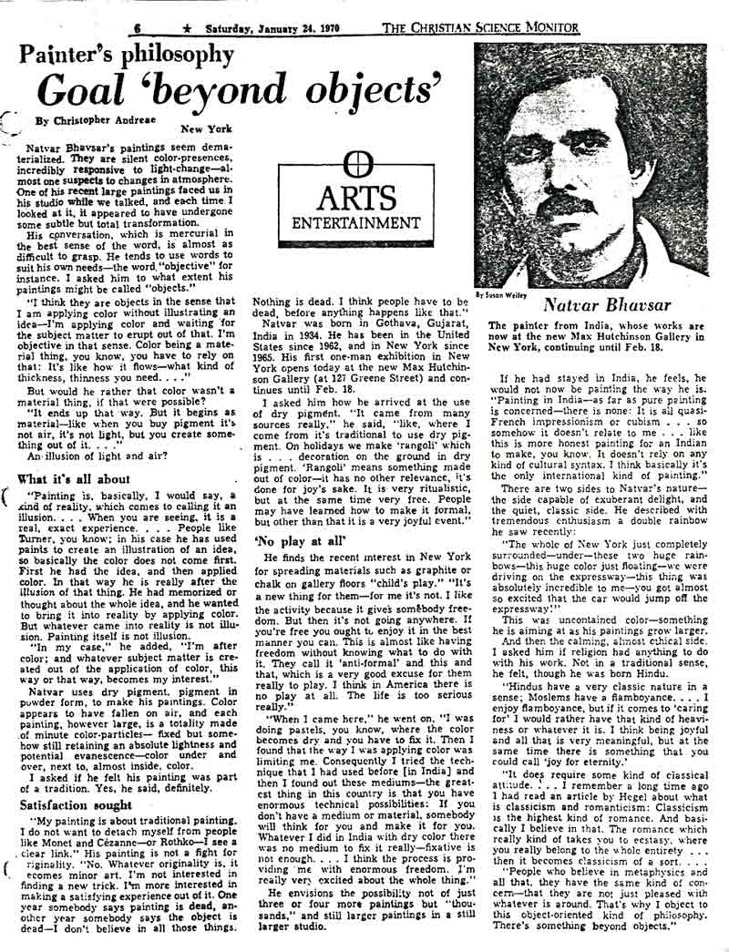 Painter's Philosophy: Goal 'beyond objects', article