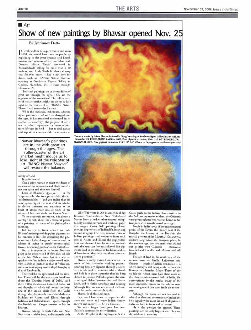 Show of New Paintings by Bhavsar Opened Nov. 25, article