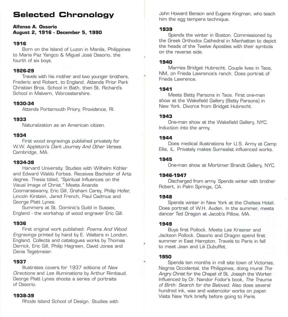 Alfonso Ossorio's Biography, pg 1