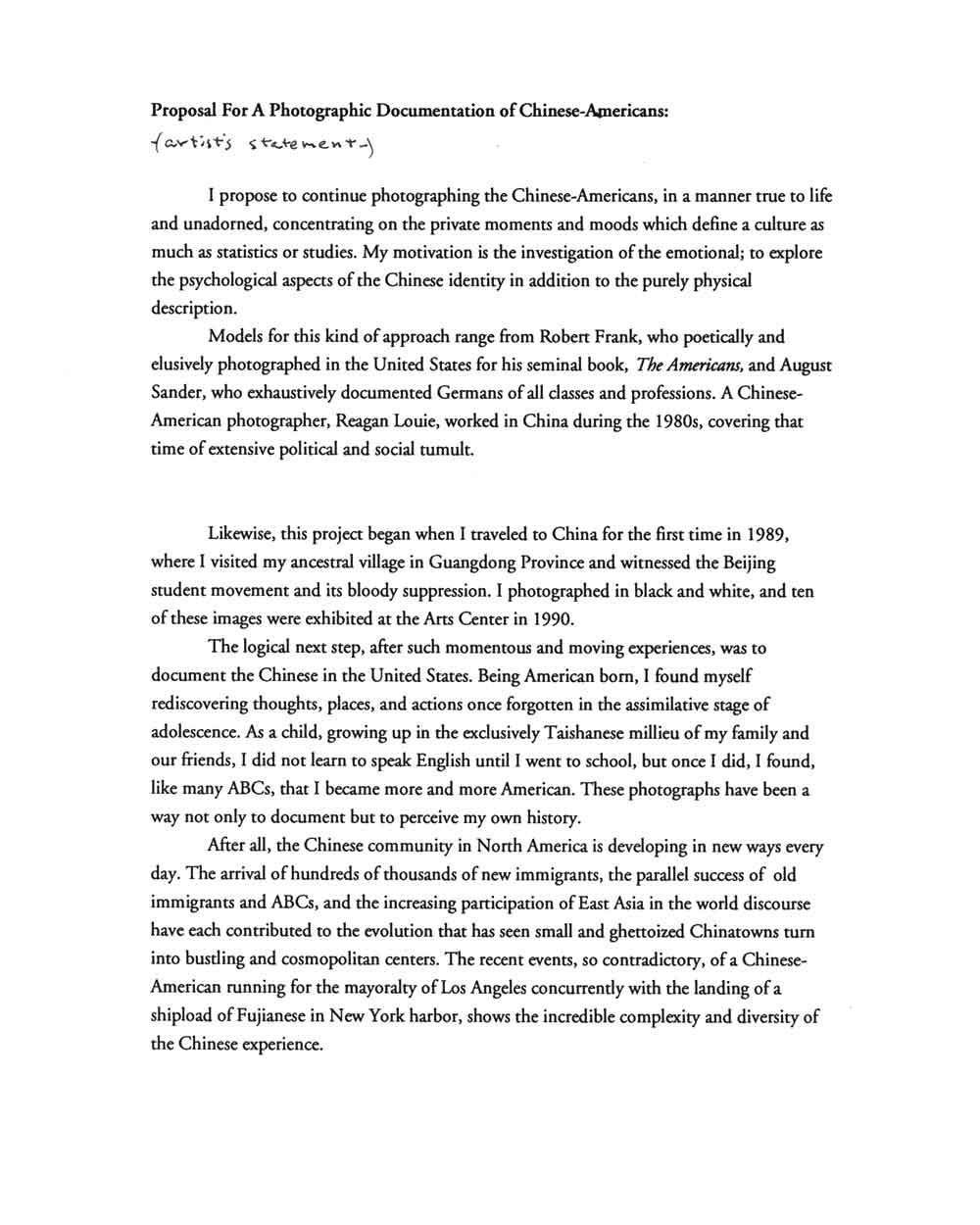 Alan Chin's Artist Proposal, pg 1
