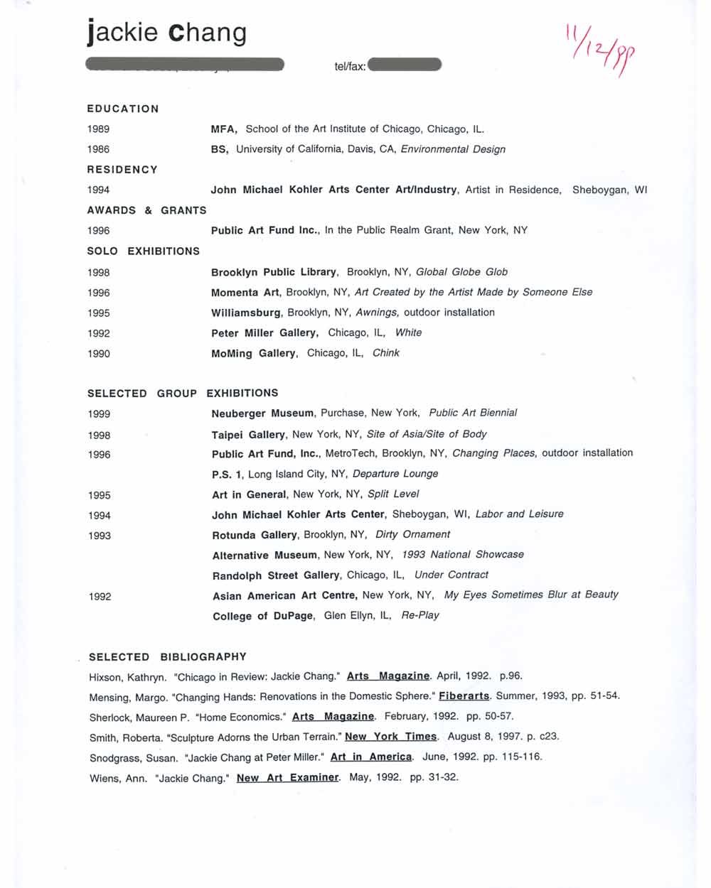 Jacqueline Chang's Resume