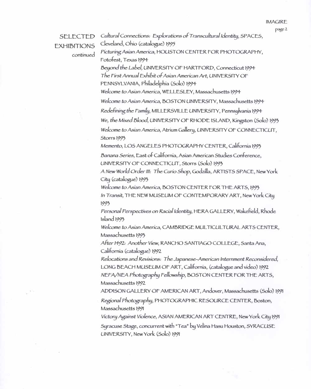 Dorothy Imagire's Resume, pg 2