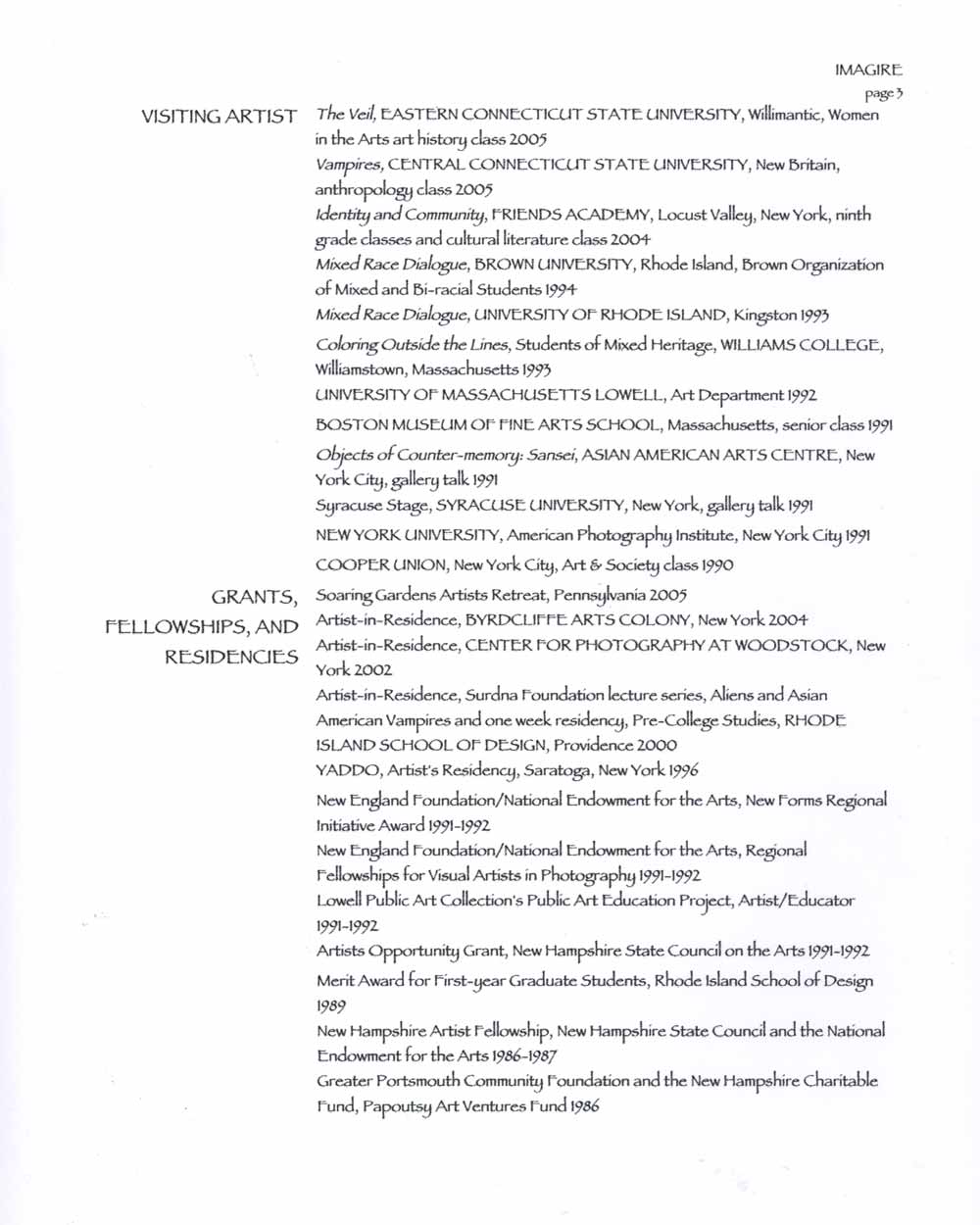 Dorothy Imagire's Resume, pg 3