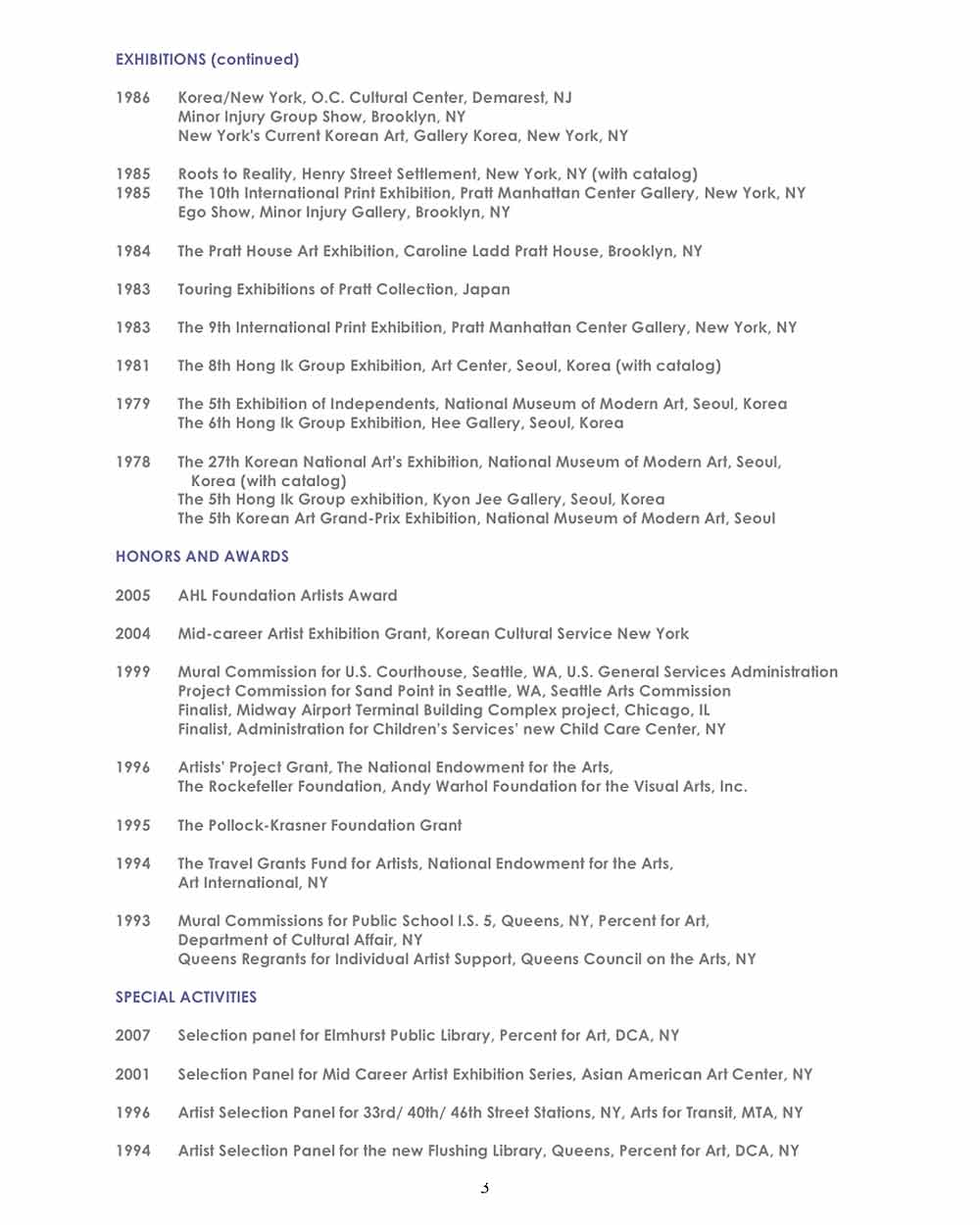 artist resume 2010