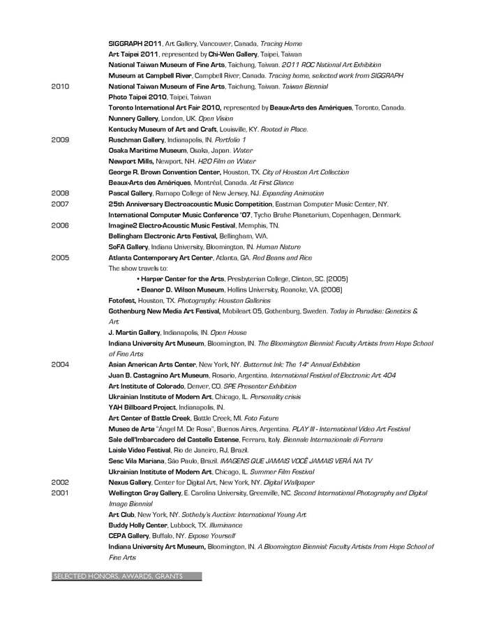 Artist Resume 2011