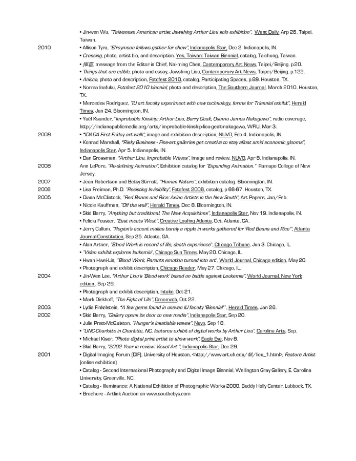Artist Resume 2011