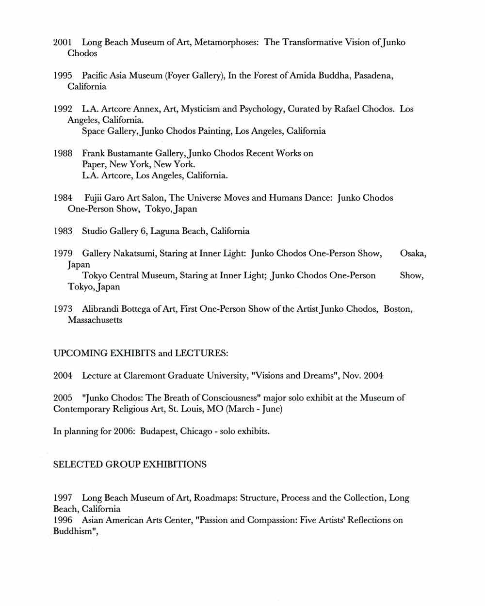 Junko Chodos' Resume, pg 2