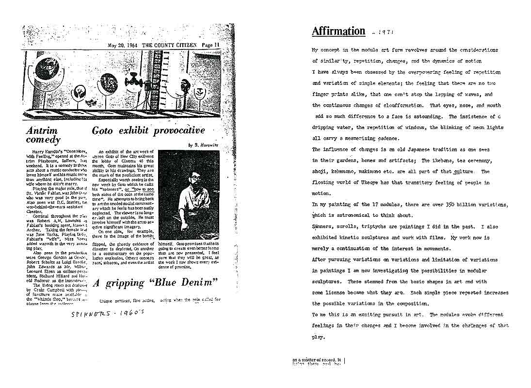 Byron Goto's Artist Statement and review
