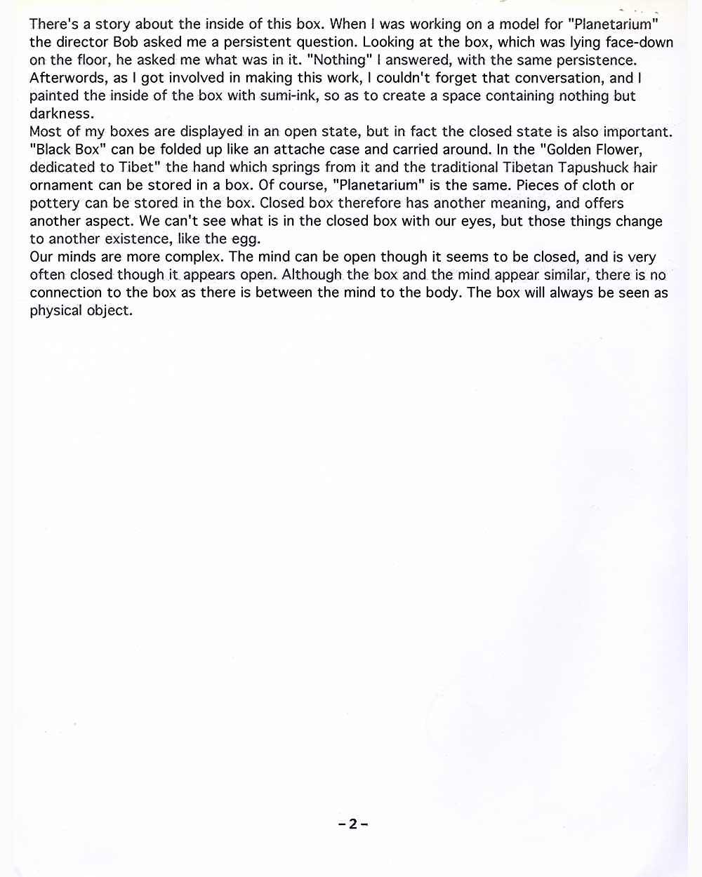 Toshinori Kuga's Artist Statement, pg 2