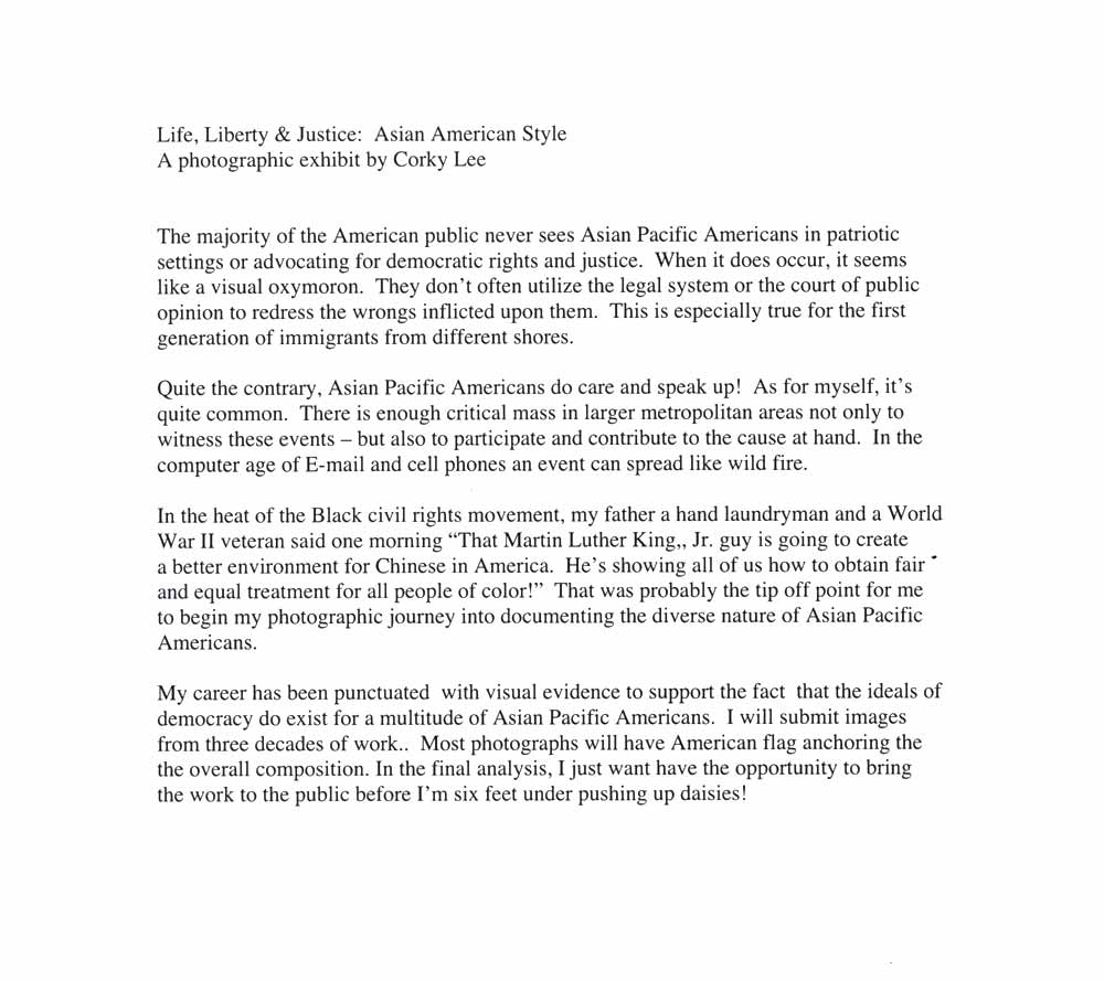 Corky Lee's Artist Statement