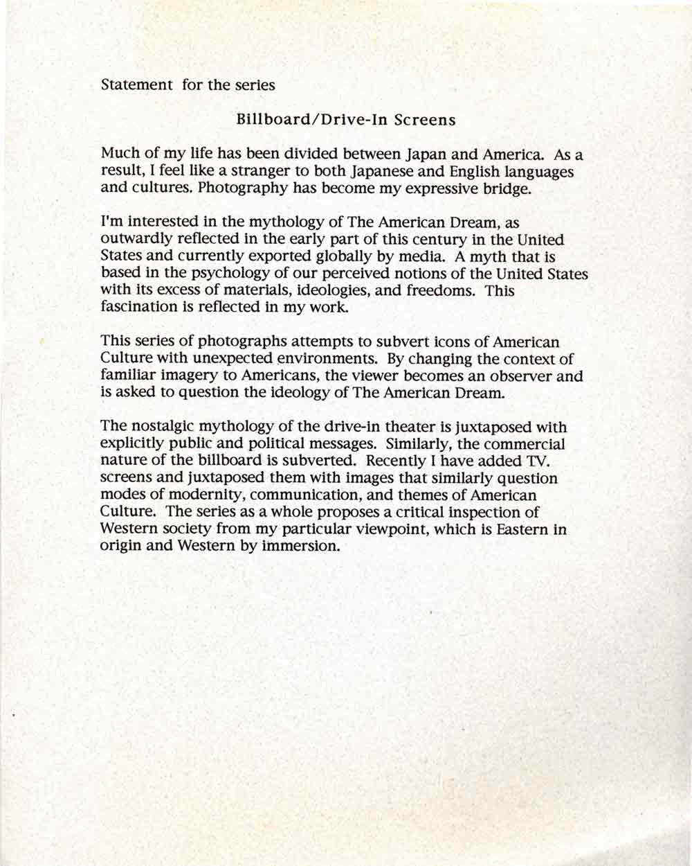 Billboard/Drive-In statement