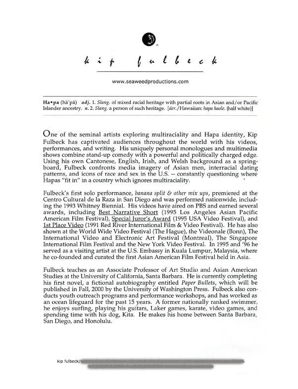 Kim Fulbeck's Artist Statement, pg 1