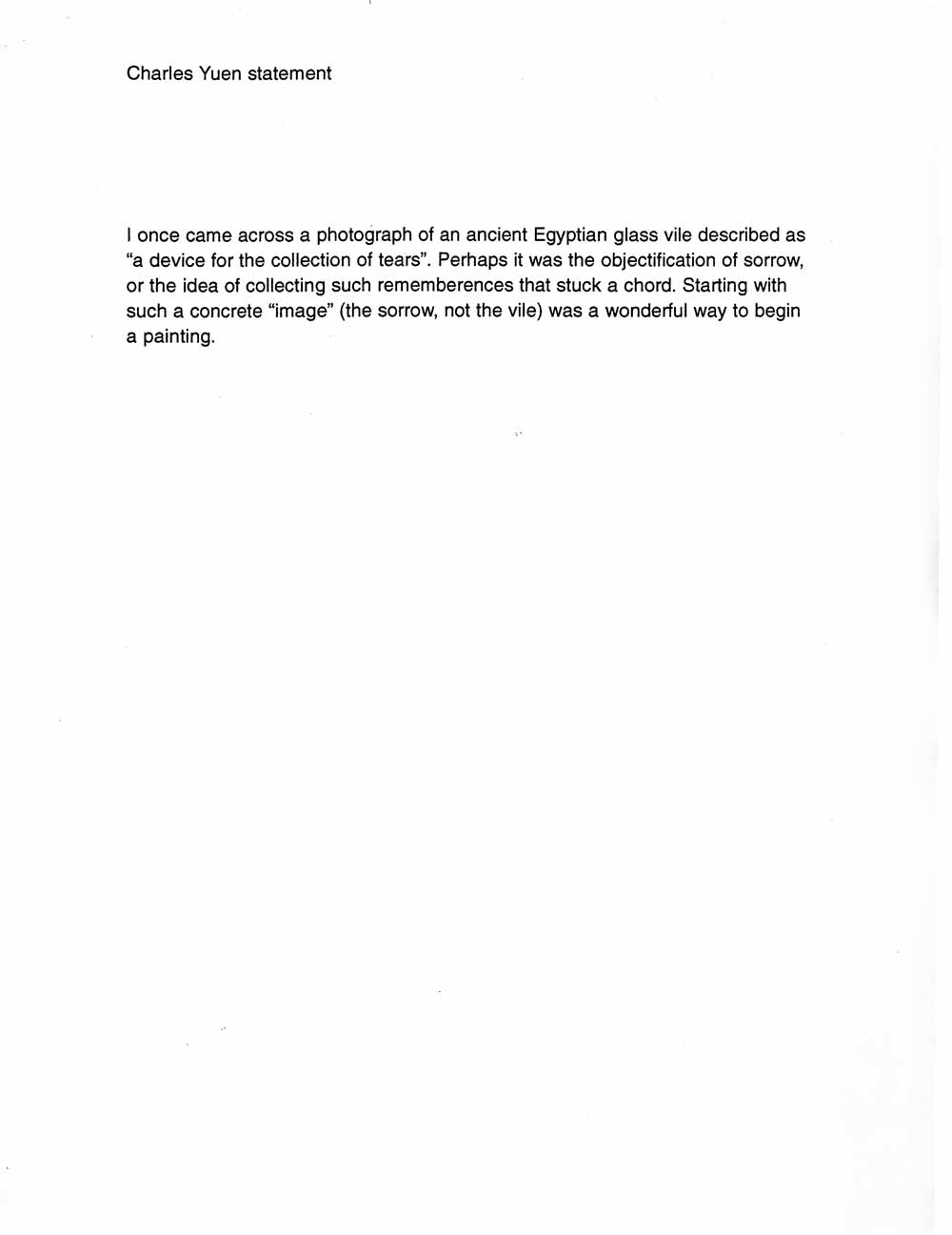 Charles Yuen's Artist Statement