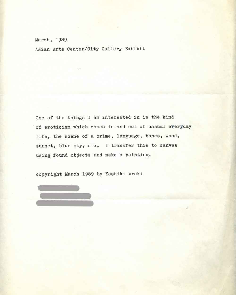 Artist Statement, pg 1