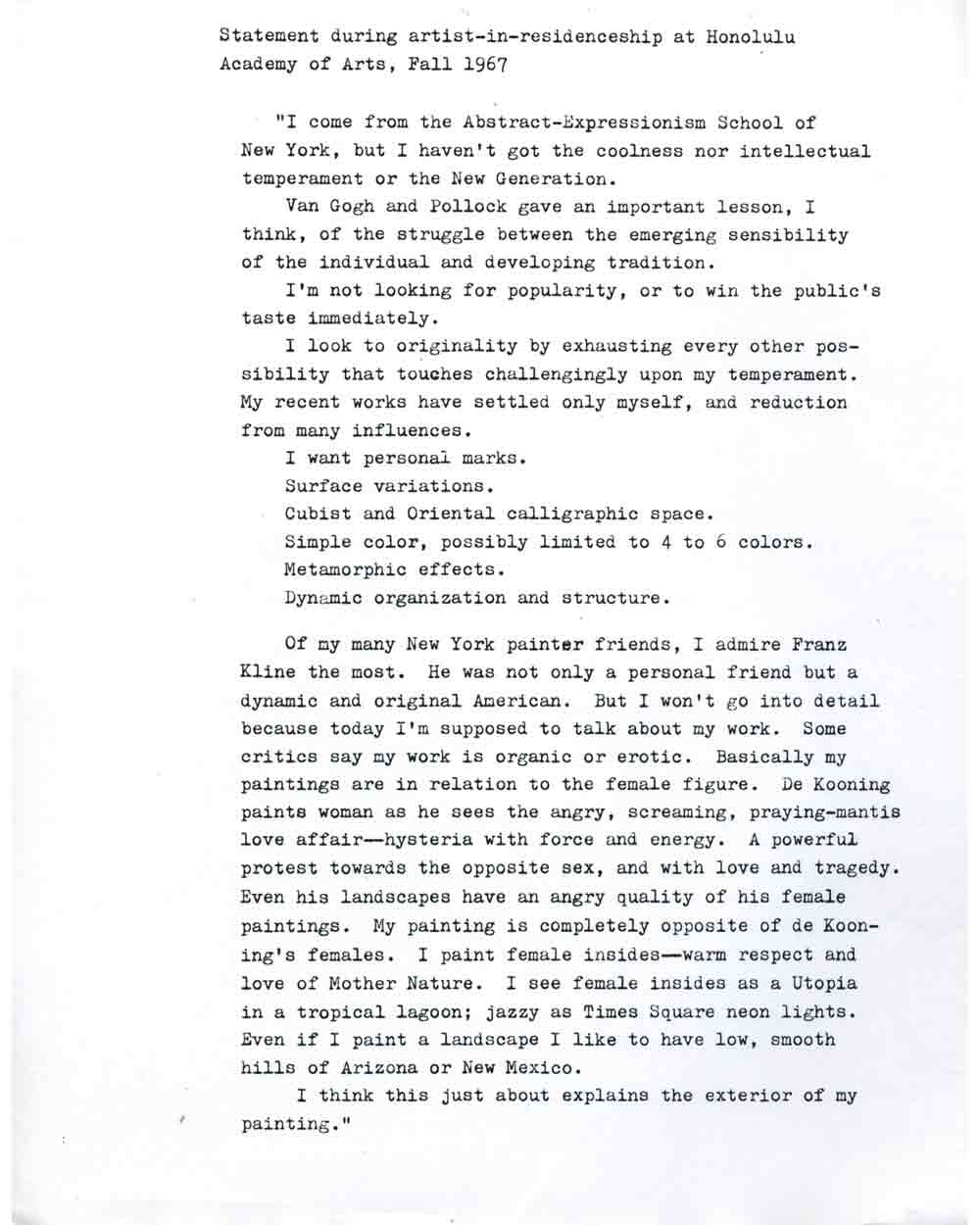 Artist Statement