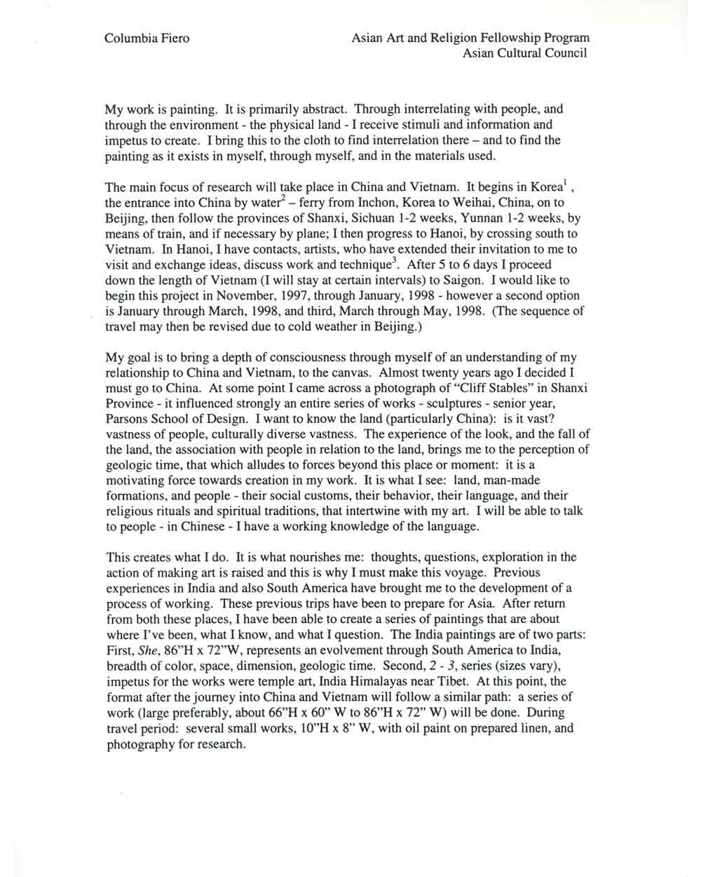 Columbia Fiero's Proposal, pg 1