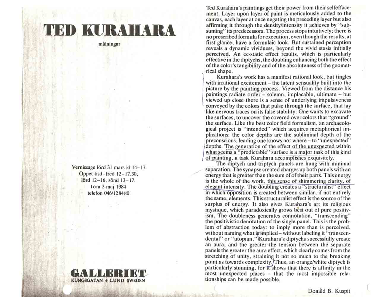Ted Kurahara: malningar, flyer