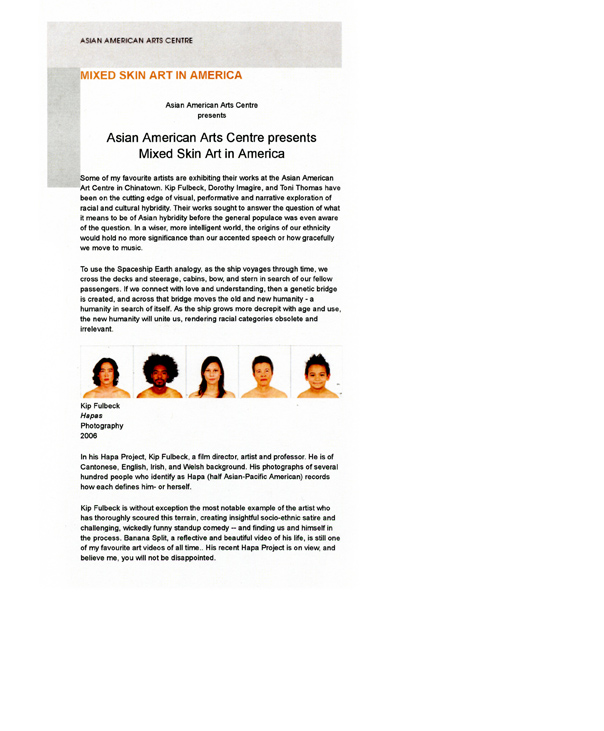 Mixed Skin, press release, pg 1