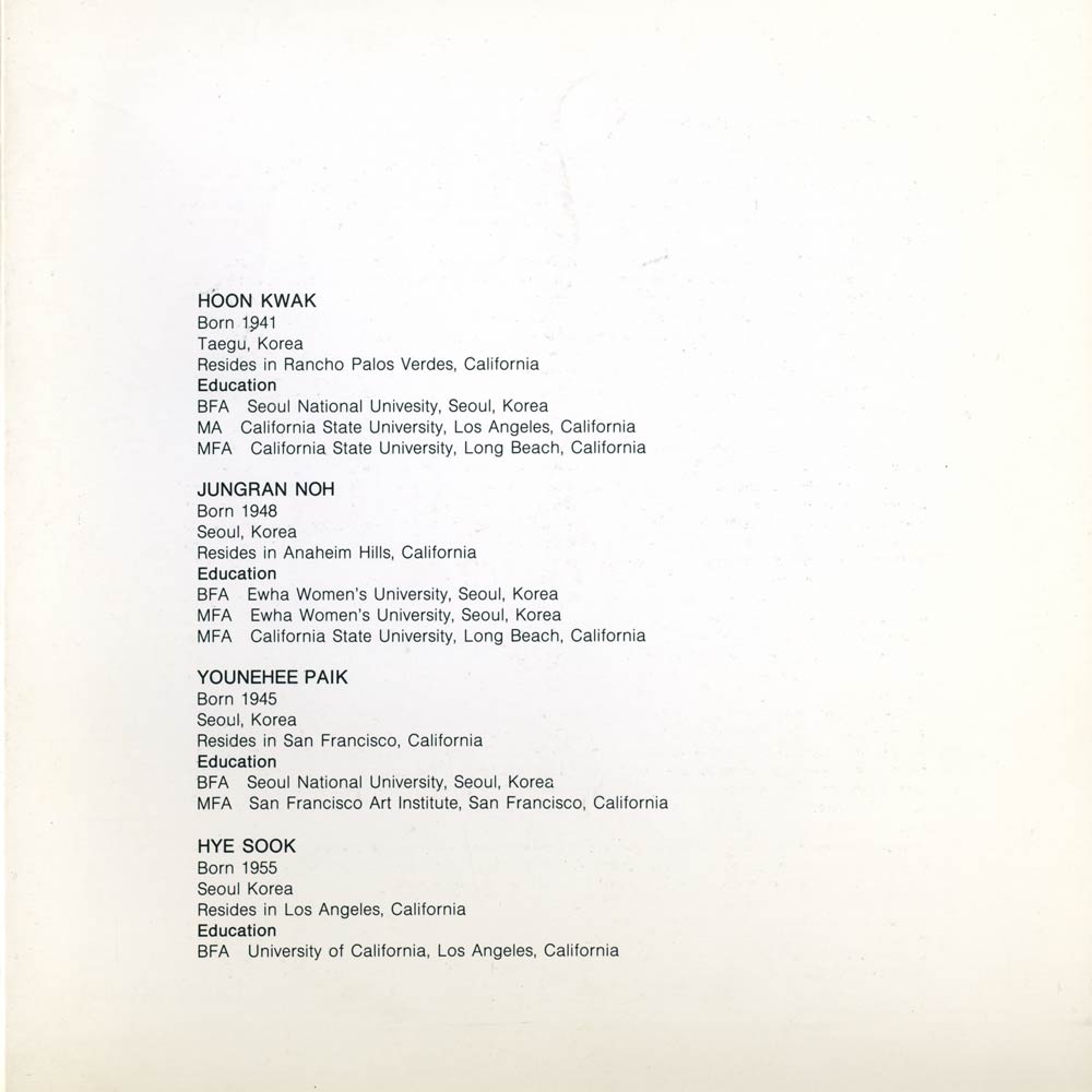 Four Korean American Painters, brochure, pg 2