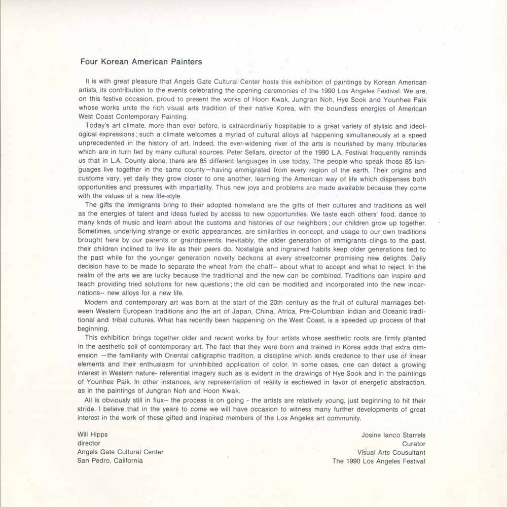 Four Korean American Painters, brochure, pg 3