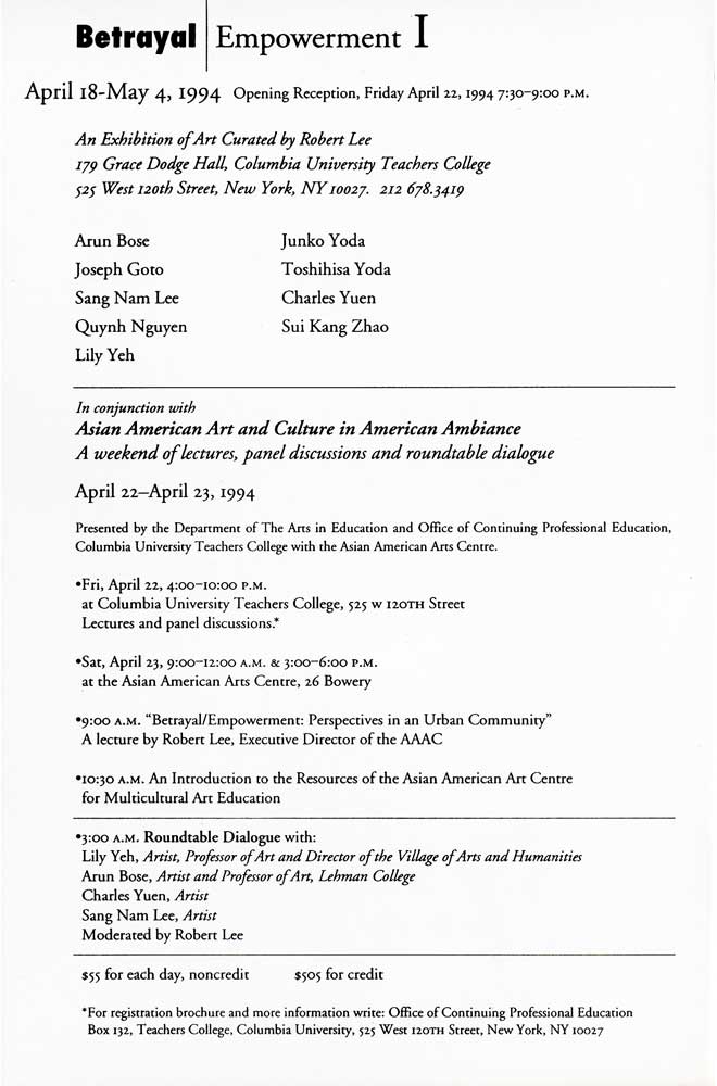Betrayal / Empowerment, flyer, pg 2