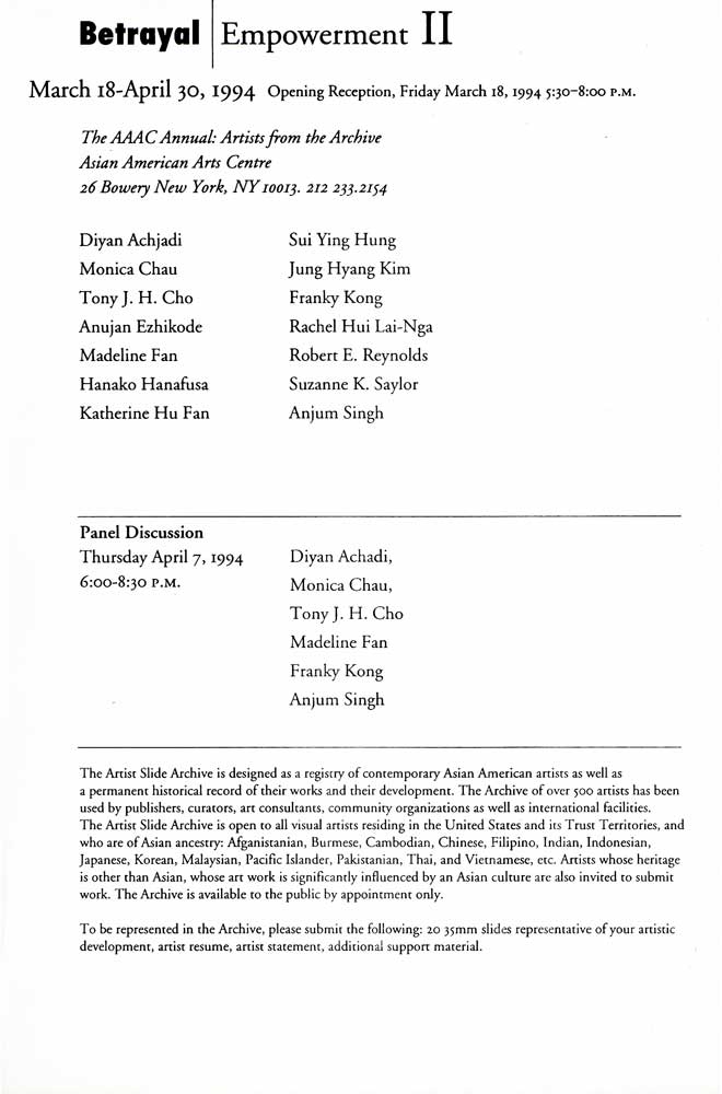 Betrayal / Empowerment, flyer, pg 3