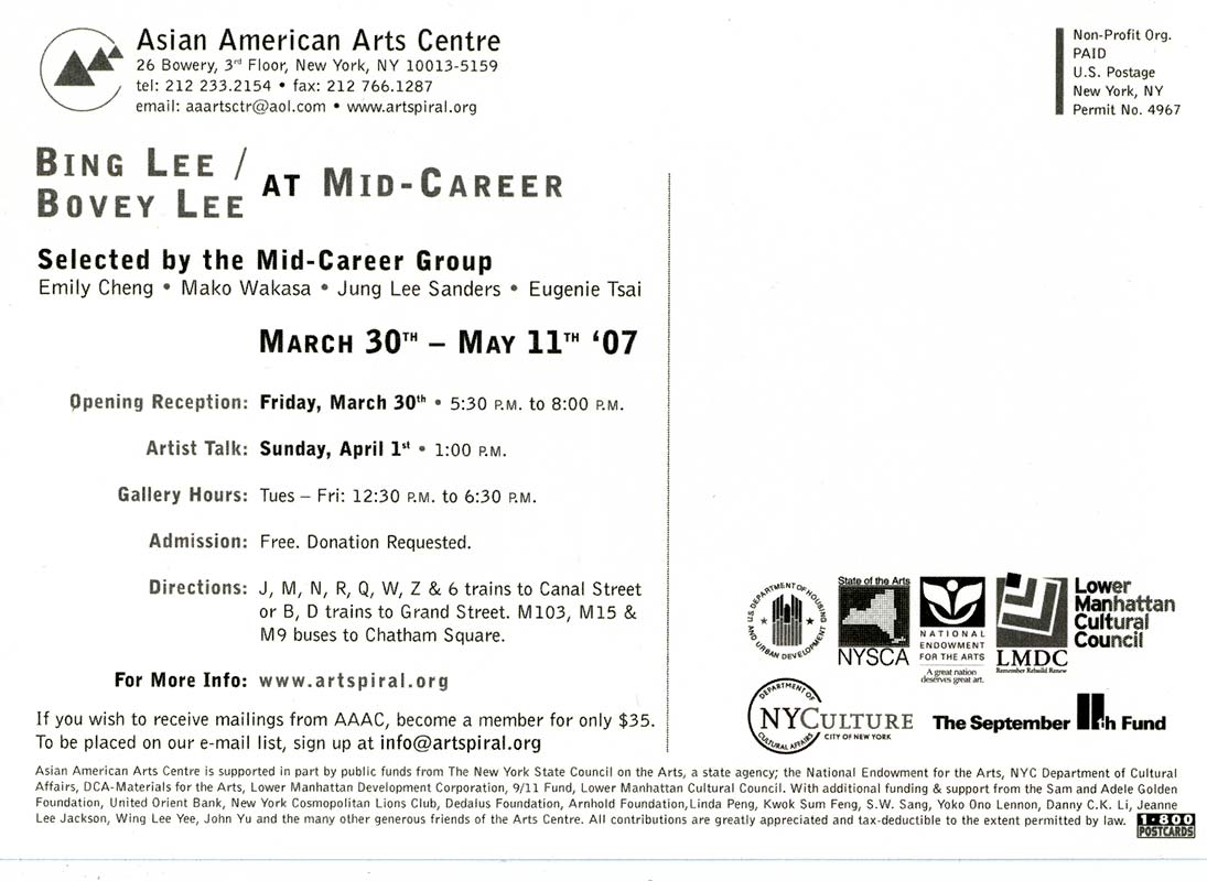 ing Lee/Bovey Lee at Mid-Career, postcard, pg 2