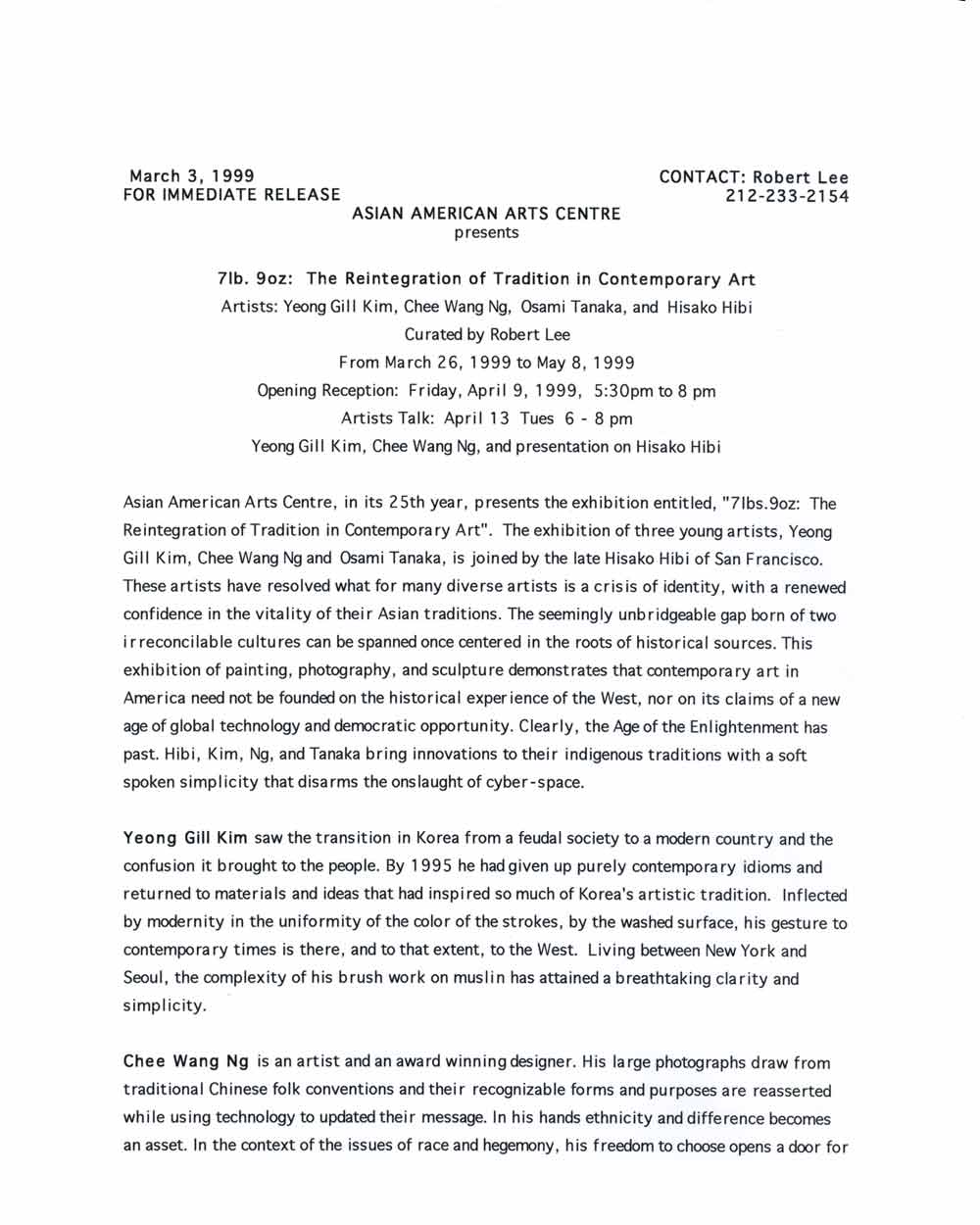 7lb. 9oz, press release, pg 1