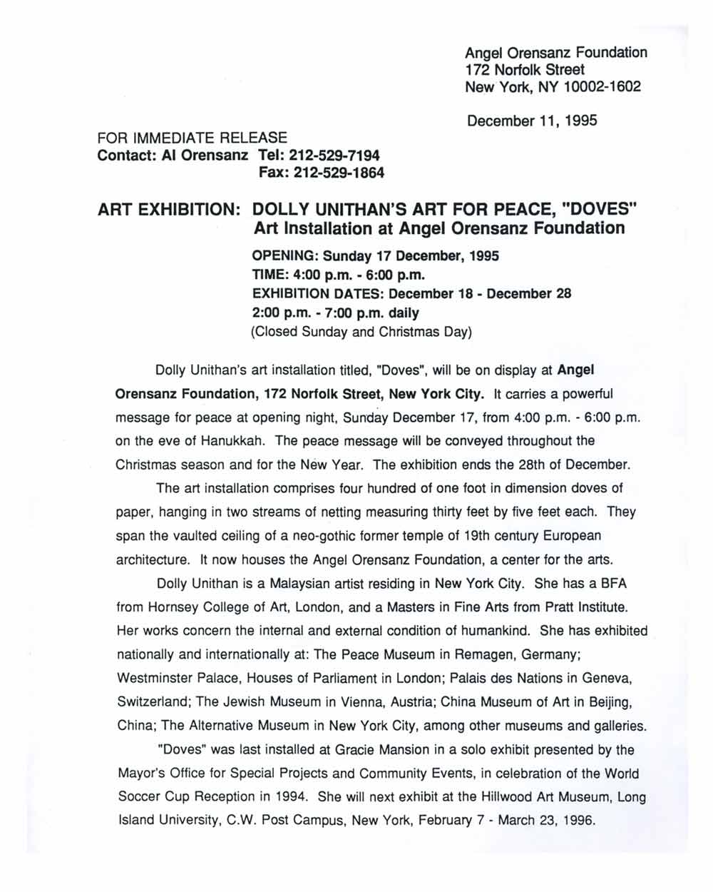 Doves press release