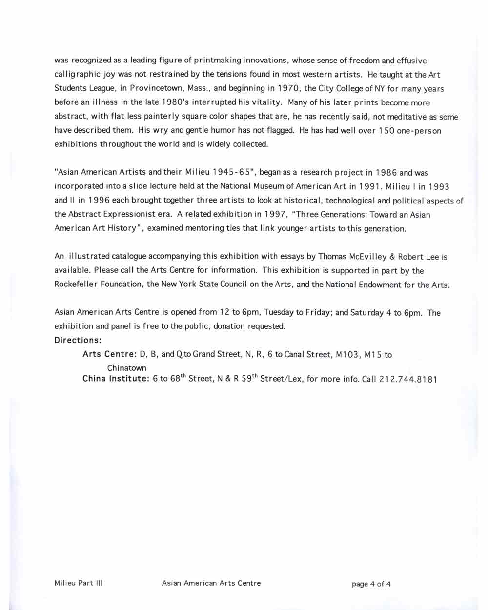Milieu III: Color in the Art of, press release, pg 4