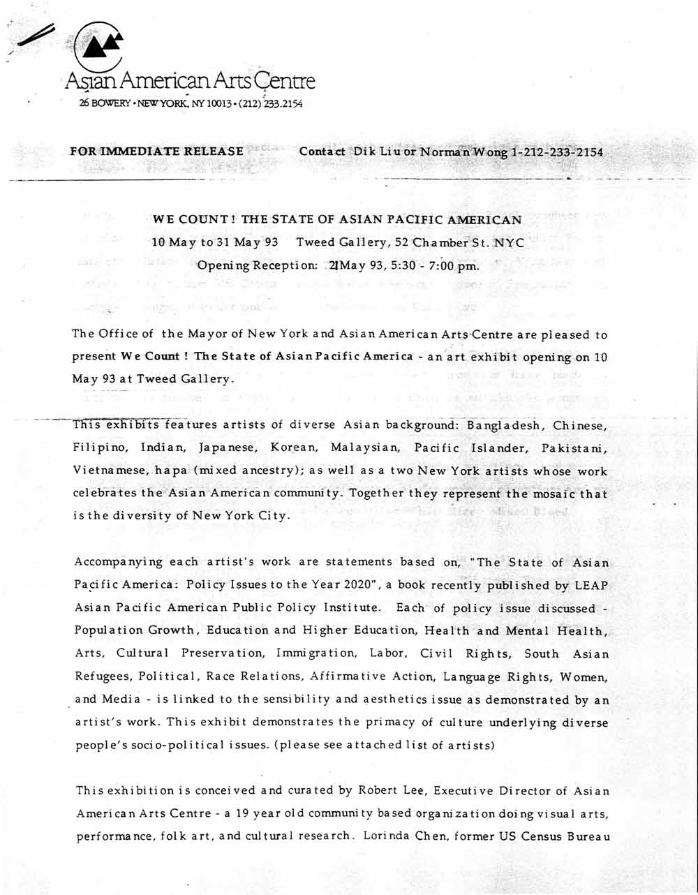 We Count press release, pg 1
