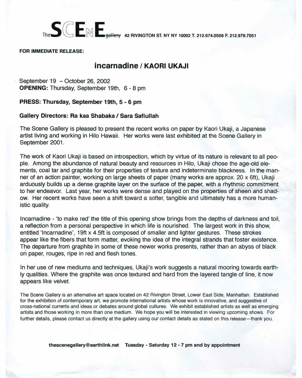 incarnadine, press release