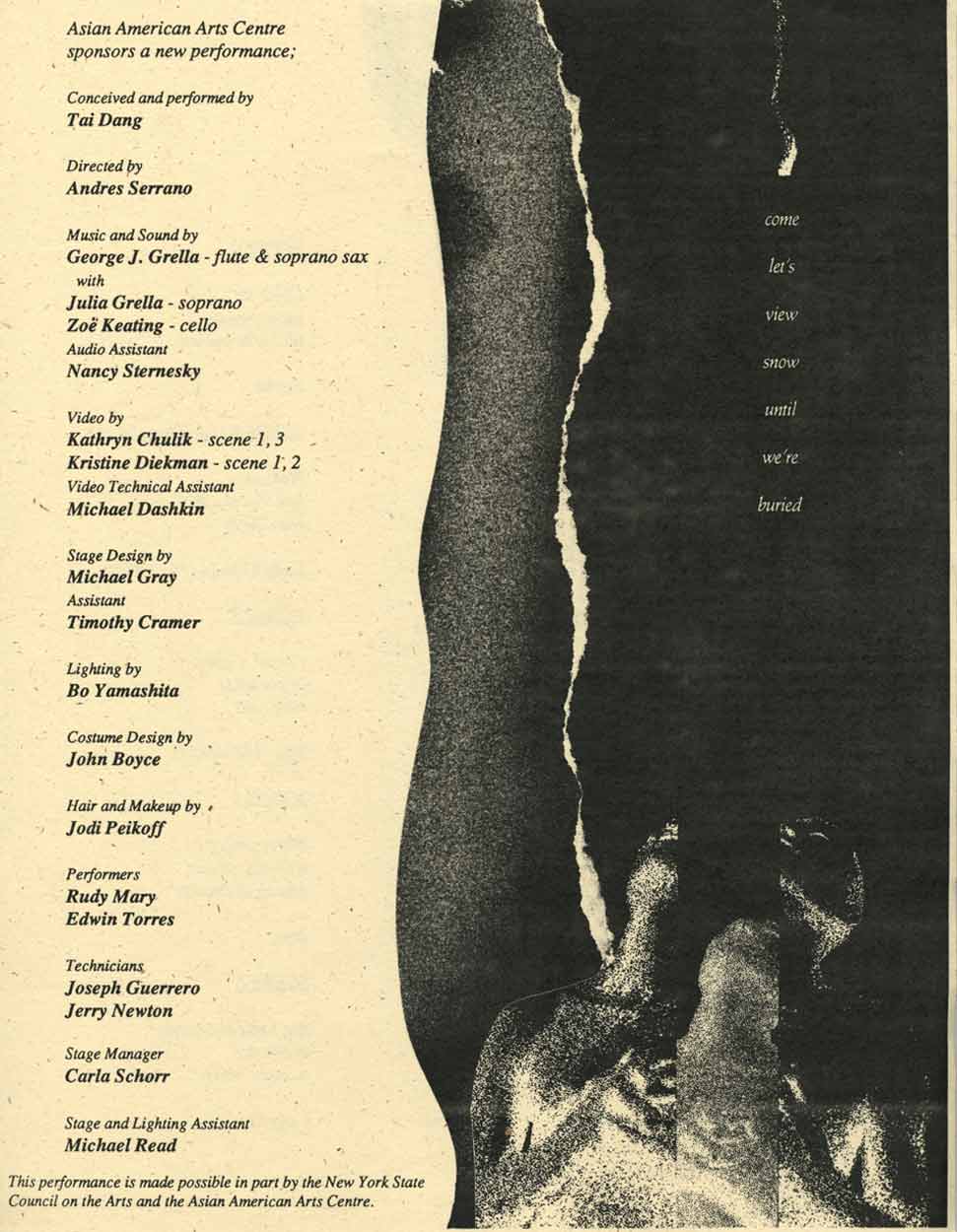 come let's view snow until we've buried, flyer, pg 1