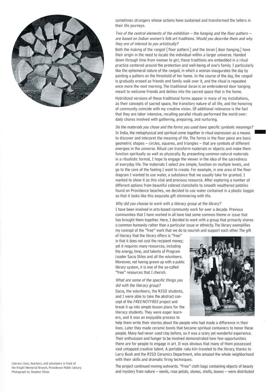 FREE NOT FREE: an installation by Indira Freitas Johnson, interview, pg 3