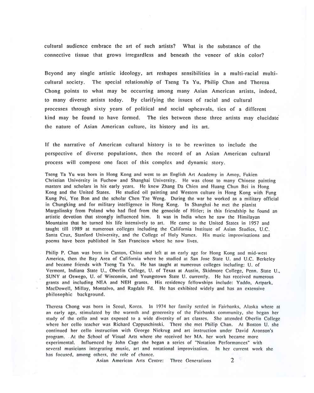Three Generations press release, pg 2