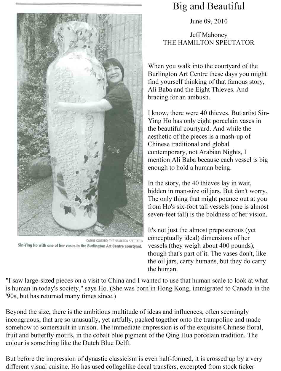Review "Big and Beautiful" by Jeff Mahoney in the Hamilton Spectator, June 9, 2010