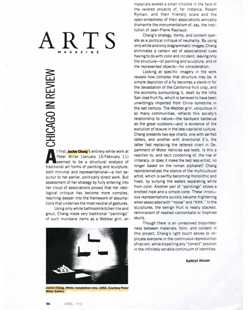 Review in ARTS MAGAZINE