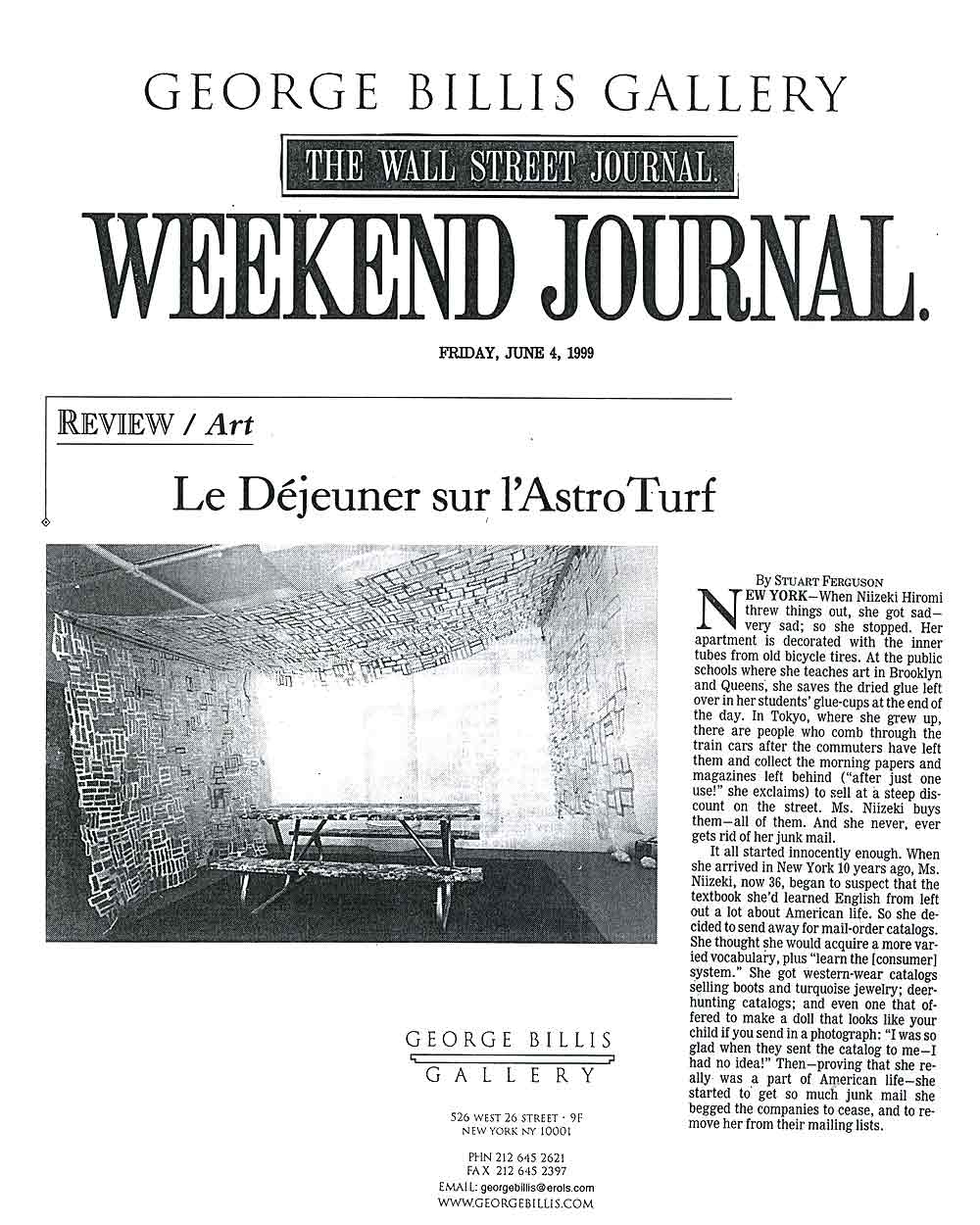 Le Déjeuner sur l'Astro Turf, article, pg 1