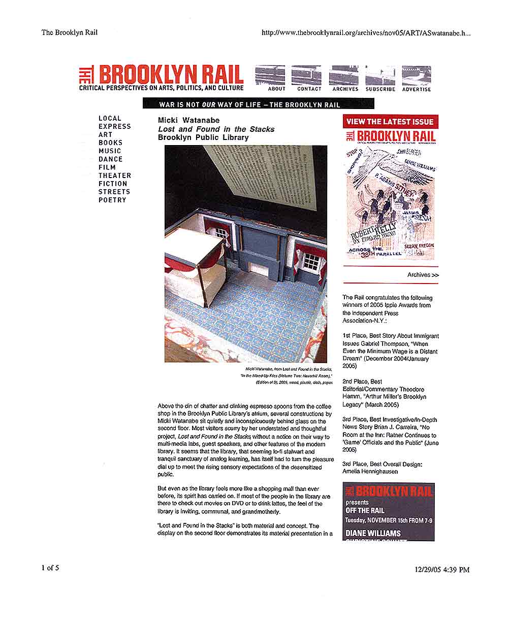 Micki Watanabe: Lost and Found in the Stacks: Brooklyn Public Library, article, pg 1