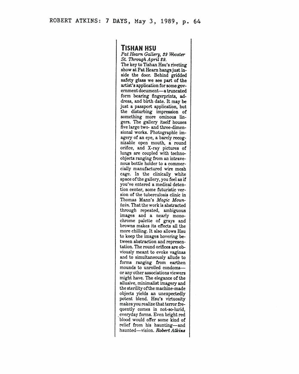 Tishan Hsu, article